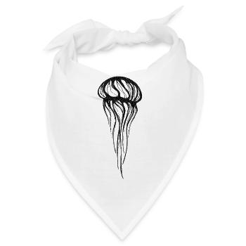 Minimalistische Qualle – Schwarz-Weiß Line  - Bandana - Weiß - Vorne