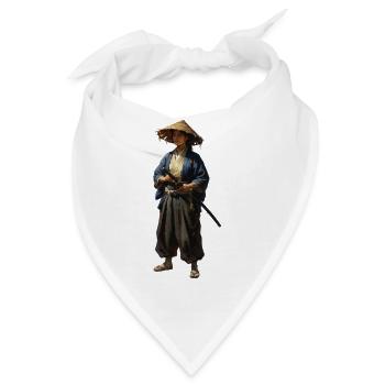 samurai-kriegerin-mit-strohhut-realistisch - Bandana - Weiß - Vorne
