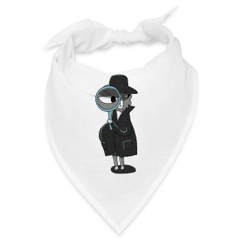 Lama-Detektiv mit Lupe - Bandana - Weiß - Vorne