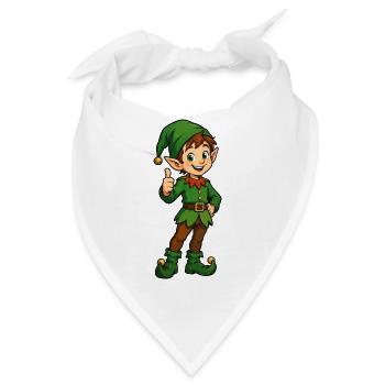 Grüner Elf Zipfelmütze - Bandana - Weiß - Vorne