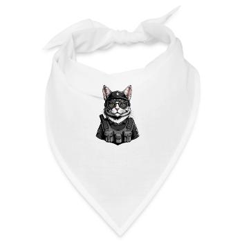 Cat Airsoft Katze spielt Airsoft Militär Geschenk - Bandana - Weiß - Vorne