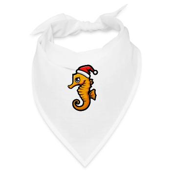 Seepferd Weihnachten - Bandana - Weiß - Vorne