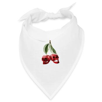 Totenkopf Kirschen Kirsche - Bandana - Weiß - Vorne