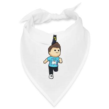Netter Denis und Katzenkarikatur - Bandana - Weiß - Vorne