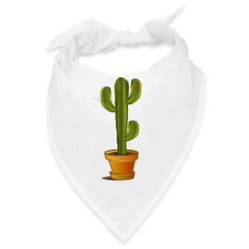 großer grüner Kaktus im Blumentopf - Bandana - Weiß - Vorne
