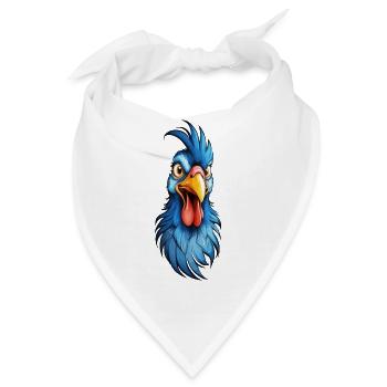 Ein blau-gefiederter Hahn - Bandana - Weiß - Vorne
