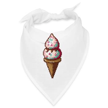 Pixel Eiscreme in Pixelkunst - Bandana - Weiß - Vorne