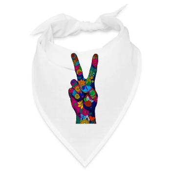 Blumen-Friedenszeichen Hand in lebendiger Farbe - Bandana - Weiß - Vorne