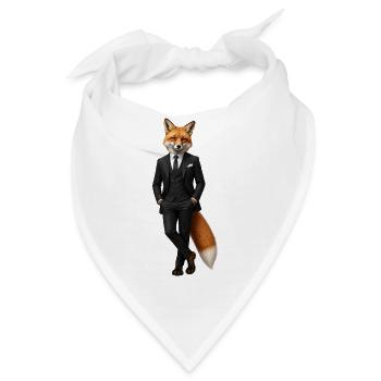 Eleganter Fuchs im schwarzen Smoking - Bandana - Weiß - Vorne