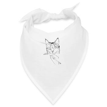 Katze Zeichnung - Bandana - Weiß - Vorne