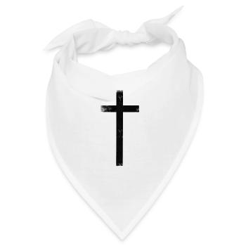 Kreuz schwarzer Pinsel - Bandana - Weiß - Vorne
