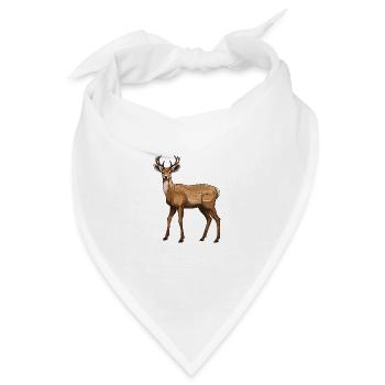 Hirsch Tier - Bandana - Weiß - Vorne