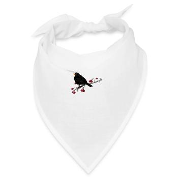 Amsel Vogel auf einem Ast Vogelbeobachter - Bandana - Weiß - Vorne