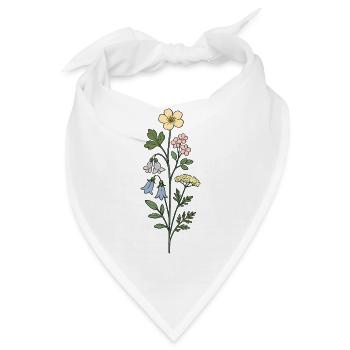 Vintage Botanische Blumenillustration - Bandana - Weiß - Vorne