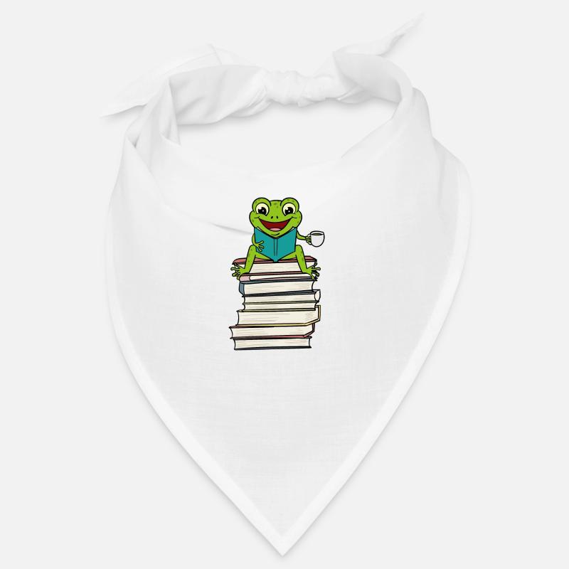 Frog sitting on Book Reading and drinking Coffee Bandana