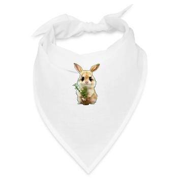 Kleiner Hase mit Blumen - Bandana - Weiß - Vorne