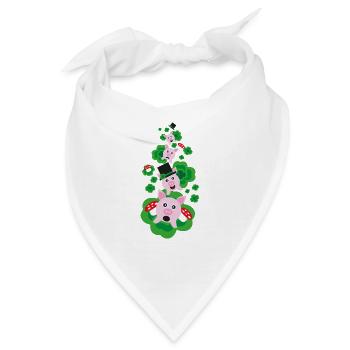 Silvester mit Klee und Glücksschweinen. - Bandana - Weiß - Vorne