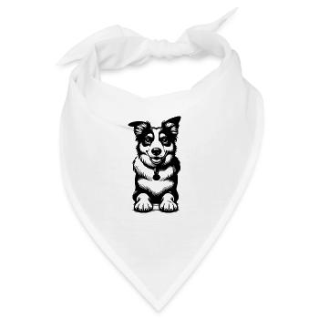 Süsser Border-Collie Hund niedliche Hunde Porträt - Bandana - Weiß - Vorne