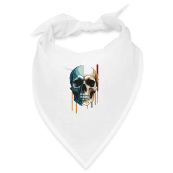 Skull Art - Moderner Totenkopf im Dual-Color Desig - Bandana - Weiß - Vorne