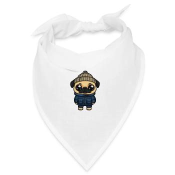 Mops Hund Stylisch - Bandana - Weiß - Vorne