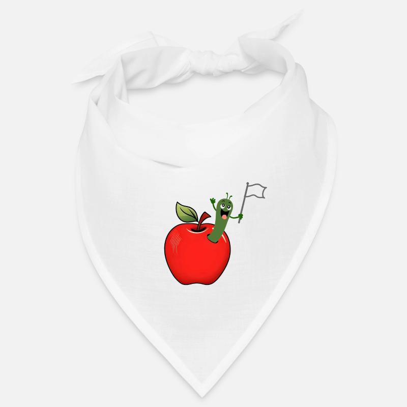 Apple with worm and white banner Bandana