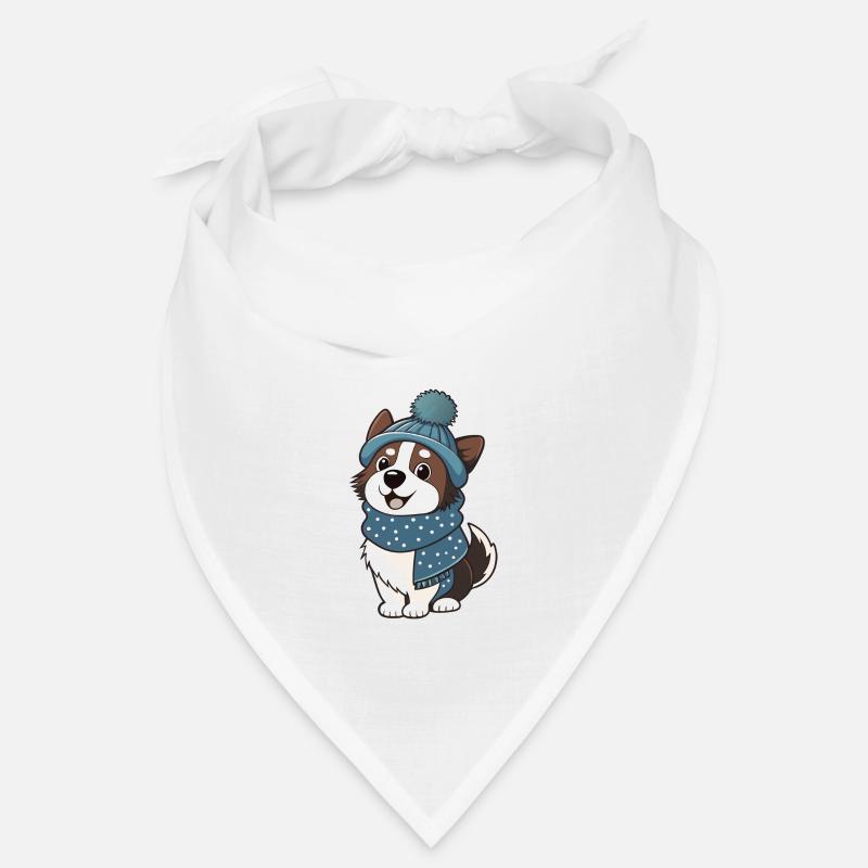 Chien mignon avec écharpe et chapeau à pompon. Bandana