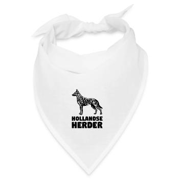 Hollandse Herder stehend - Bandana - Weiß - Vorne