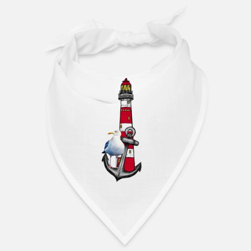 Leuchtturm Strandvogel Grafik Anker - Bandana - Weiß