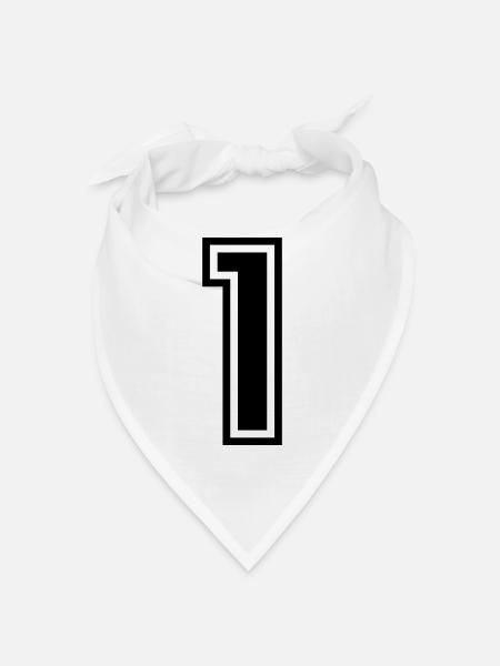 1 - Zahl 1 - Trikotnummer zweifarbig farbe ändern - Bandana - Weiß