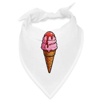 Cartoon Eiscreme Rosa Kugeln Sirup - Bandana - Weiß - Vorne