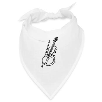 Antike Geige mit Geigenbogen - Bandana - Weiß - Vorne