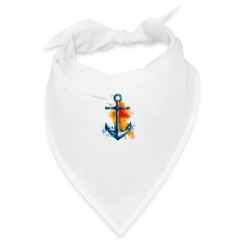 Stilistisches Ankerdesign im Aquarell-Look - Bandana - Weiß - Vorne
