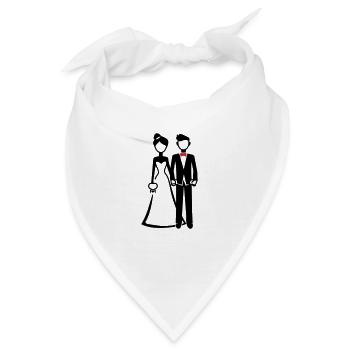 Brautpaar Bräutigam Braut - Bandana - Weiß - Vorne
