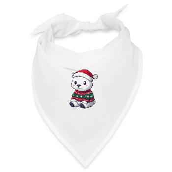 Eisbär Weihnachten Comic - Bandana - Weiß - Vorne