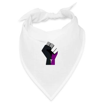 asexuell erhobene Faust - Bandana - Weiß - Vorne