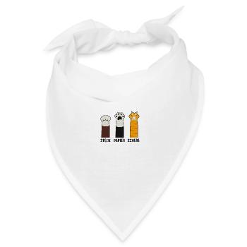 Stein Papier Schere Katzenpfoten Handspiel - Bandana - Weiß - Vorne