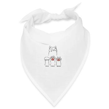 Verwirrte Katze Stein Papier Schere - Bandana - Weiß - Vorne
