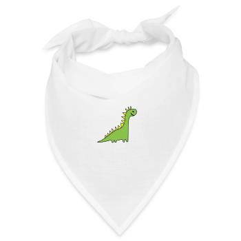 Dinosaurier Langhals - Motivfarben anpassbar - Bandana - Weiß - Vorne