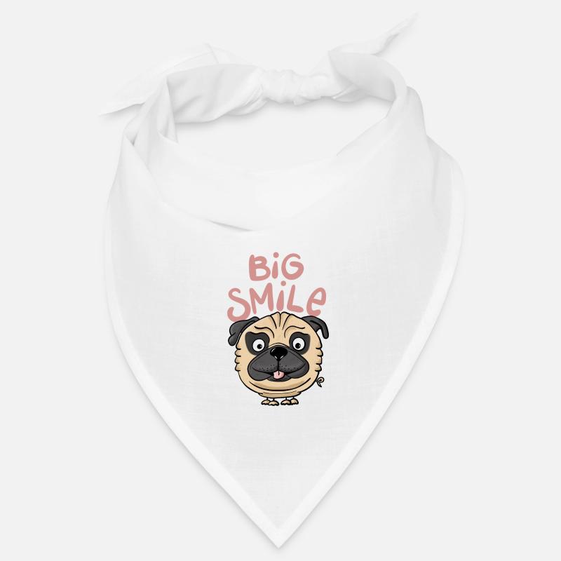 Mops Big Smile - Bandana - Weiß