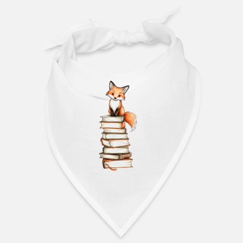 Fuchs auf Bücherstapel Bandana