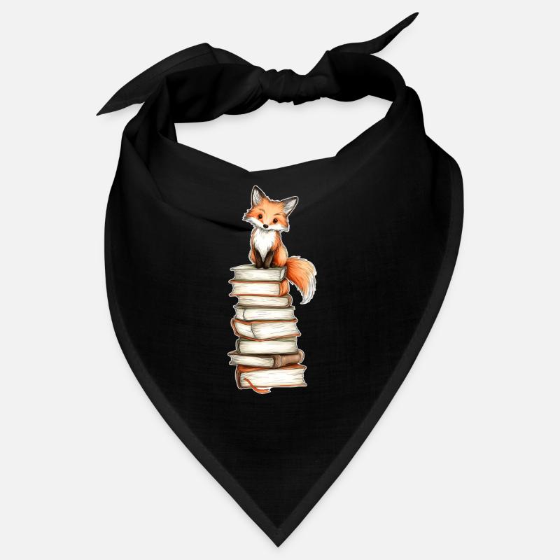Fuchs auf Bücherstapel Bandana