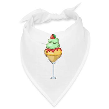 Eis Speiseeis Eiskrem Eiscreme Kugeleis Eisbecher - Bandana - Weiß - Vorne