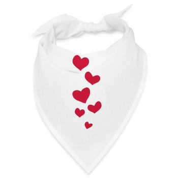 sechs rote Herzen - Bandana - Weiß - Vorne
