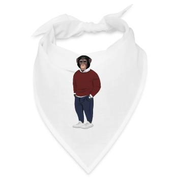 Stylish angezogener Affe - Bandana - Weiß - Vorne