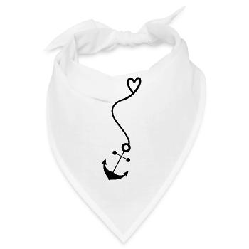 Anker mit Herz - Bandana - Weiß - Vorne