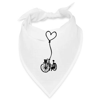 Fahrrad mit Herz am Seil - Bandana - Weiß - Vorne