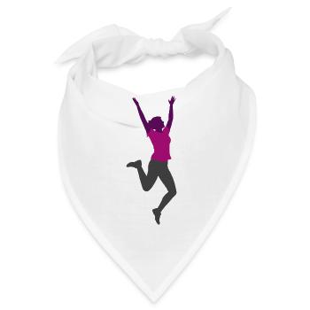 Frau springend - Bandana - Weiß - Vorne