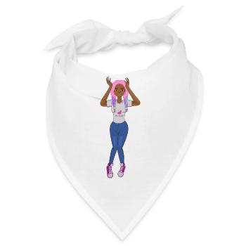 Schwarzes Mädchen, pinke Zöpfe, Haare, süßes Afro-Mädchen, - Bandana - Weiß - Vorne