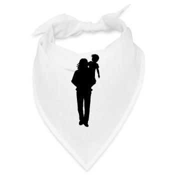 Vater Kind Silhouette Spazieren Familie Papa Liebe - Bandana - Weiß - Vorne