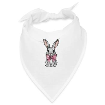 Süßer Osterhase mit rosa Schleife - Bandana - Weiß - Vorne